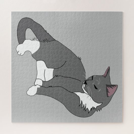 Puzzle Chat gris et blanc Tuxedo (Horizontal)
