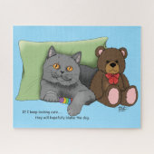 Puzzle Chat gris ours en peluche (Horizontal)