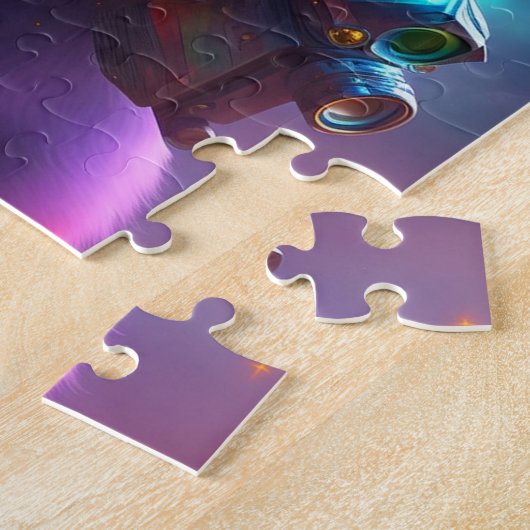 Puzzle Chat Guerrier Futuriste Sci-Fi Avec Laser Gun (Côté)