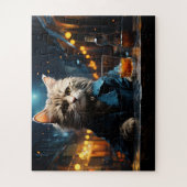 Puzzle Chat habillé au café de nuit (Vertical)