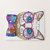 Puzzle Chat Hipster, Chat Cute Peint (Horizontal)