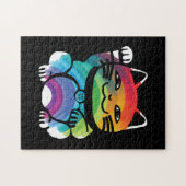 Puzzle Chat japonais de bonne chance avec arc-en-ciel (Horizontal)