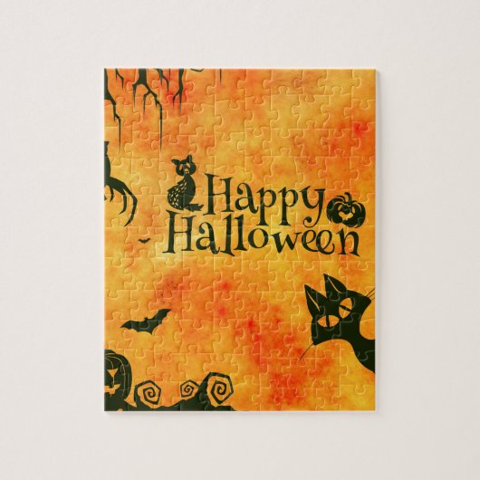 Puzzle chat joyeux halloween (Vertical)