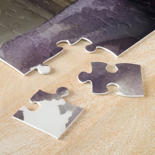 Puzzle Chat Kitten Fleurs violettes Fenêtre Lumière du so (Côté)