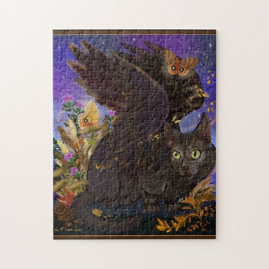 Puzzle Chat magique de l'automne du corbeau (Vertical)