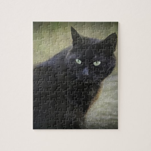 Puzzle Chat mâle noir aux yeux verts (Vertical)