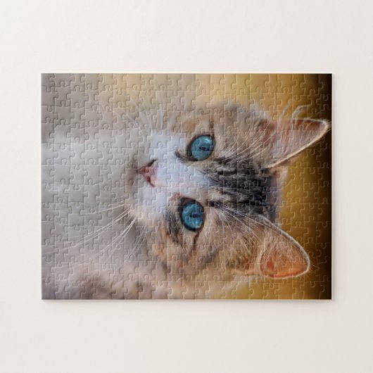 Puzzle Chat Maman Papa Kitty Lover Photo personnalisée Ph (Horizontal)