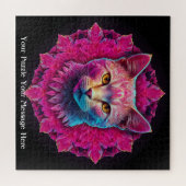 Puzzle Chat Mandala Néon Rose (Horizontal)