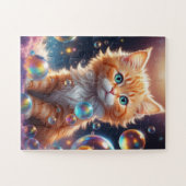 Puzzle Chat mignon avec bulles IA généré (Horizontal)