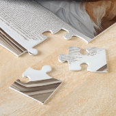 Puzzle Chat mignon avec lunettes Lecture d'un livre (Côté)
