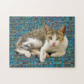 Puzzle Chat mignon sur arrière - plan abstrait (Horizontal)