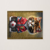 Puzzle Chat Mignonne Drôle Avec Boule De Football (Horizontal)
