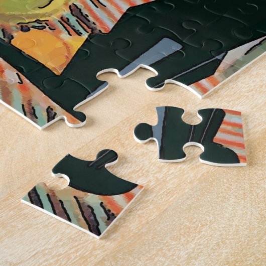 Puzzle Chat noir avec ananas (Côté)