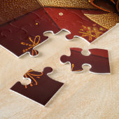 Puzzle Chat noir avec cheminée de cadeaux de Noël (Côté)