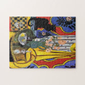 Puzzle Chat noir avec fleurs (Horizontal)