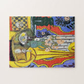 Puzzle Chat noir avec fleurs (Horizontal)