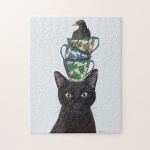 Puzzle Chat noir avec Teacups et Blackbird