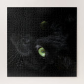 Puzzle Chat noir avec yeux verts (Horizontal)