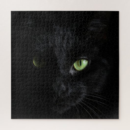 Puzzle Chat noir avec yeux verts (Vertical)