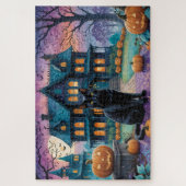 Puzzle Chat noir cool, Jack O Lanterns, Maison Éffrayante (Vertical)