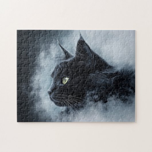 Puzzle Chat noir dans le brouillard (Horizontal)