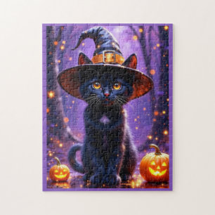 Puzzle Chat noir de cuisine d'Halloween
