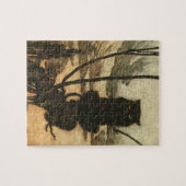 Puzzle Chat noir d'Halloween effrayant vintage Rackham (Horizontal)