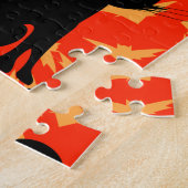 Puzzle Chat noir éffrayant Halloween Bats orange (Côté)