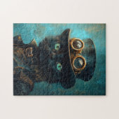 Puzzle Chat noir en costume Steampunk (Horizontal)