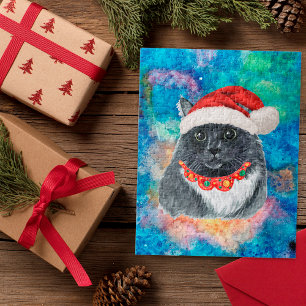 Puzzle Chat noir et blanc Vacances Cadeaux de Noël