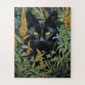 Puzzle Chat noir et fleurs (Vertical)