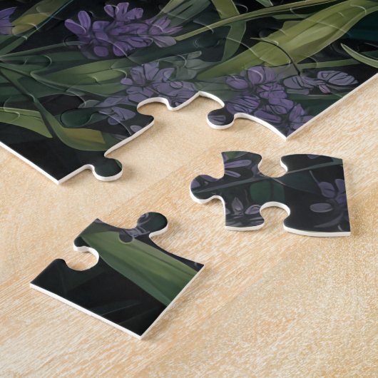 Puzzle Chat noir et fleurs (Côté)