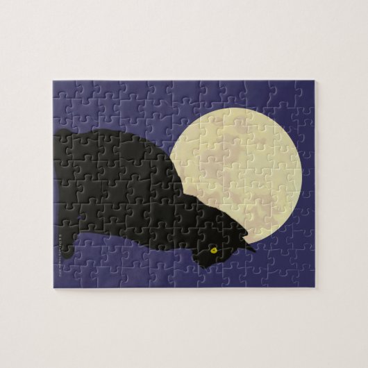 Puzzle Chat noir et lune (Horizontal)