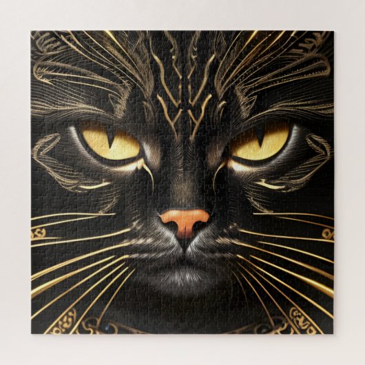 Puzzle Chat noir et or (Vertical)