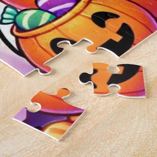 Puzzle Chat noir et un Citrouille (Côté)