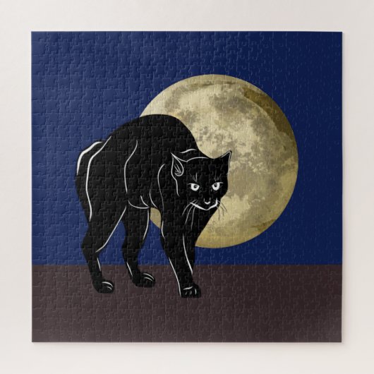 Puzzle Chat Noir Halloween Prowling Sur Une Nuit De Plein (Vertical)