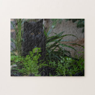 Puzzle Chat noir Jouer dans le jardin, 252 pièces