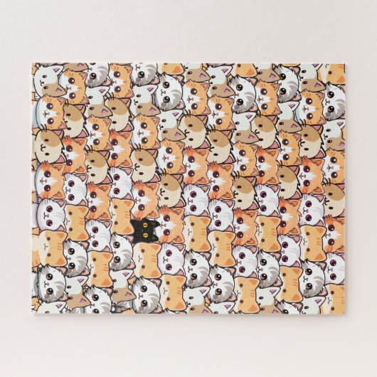 Puzzle Chat noir mignon en chats orange animal de compagn (Horizontal)