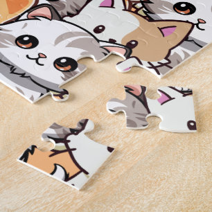 Puzzle Chat noir mignon en chats orange animal de compagn