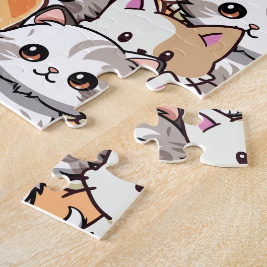 Puzzle Chat noir mignon en chats orange animal de compagn (Côté)