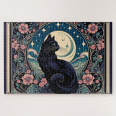 Puzzle Chat noir mystique Art Nouveau (Horizontal)