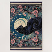 Puzzle Chat noir mystique Art Nouveau (Vertical)