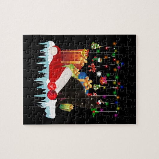 Puzzle Chat Noir Présent De Mon Noël (Horizontal)