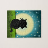 Puzzle Chat Noir Regardant La Lune (Horizontal)