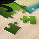 Puzzle Chat Noir Regardant La Lune (Côté)