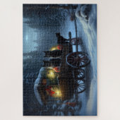 Puzzle Chat noir Snowy Sleigh Ride Décor de Noël (Vertical)