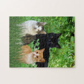 Puzzle Chat noir Tabby Chat Fun Chat Chats en Jardin (Horizontal)