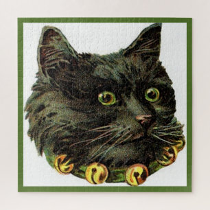Puzzle Chat noir victorien avec col de cloche
