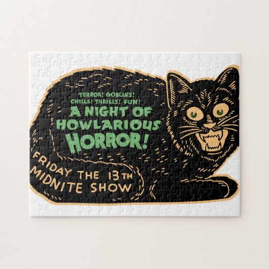 Puzzle Chat noir vintage Halloween (Horizontal)