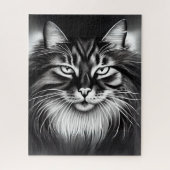 Puzzle Chat norvégien en noir et blanc (Vertical)